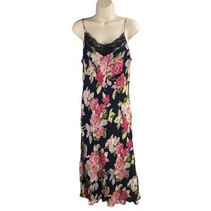 Y2k Paradise NY Slip Dress Large Lace Trim Beaded Floral Fairy Grunge Whimsigoth